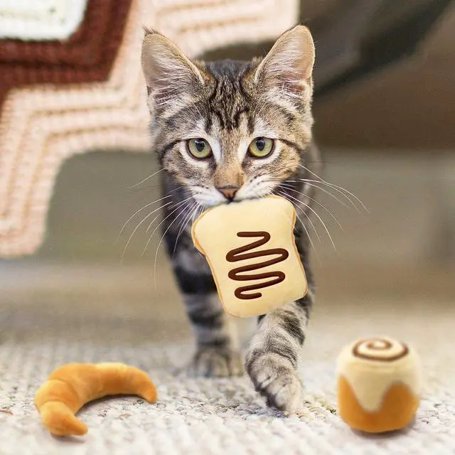 Alt view image 7 of 7 - Plush Bread Catnip Toys for Indoor Cats 6 Pack