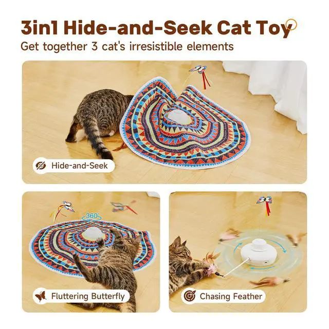 Alt view image 2 of 6 - Cat Toys Chargeable, 3in1 Hide and Seek, Interactive Fun