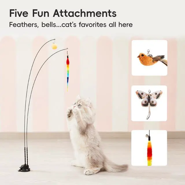 Alt view image 5 of 6 - Suction Cup Cat Wand Toys, Dual-Wand Interactive Kitten Toy