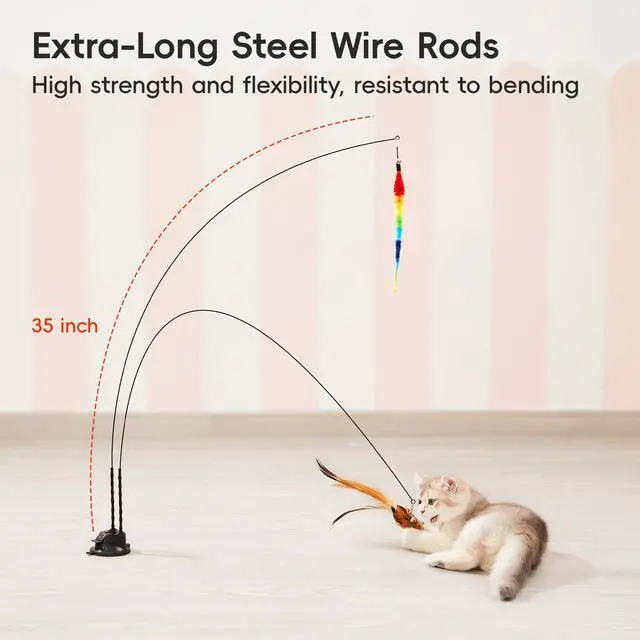 Alt view image 4 of 6 - Suction Cup Cat Wand Toys, Dual-Wand Interactive Kitten Toy