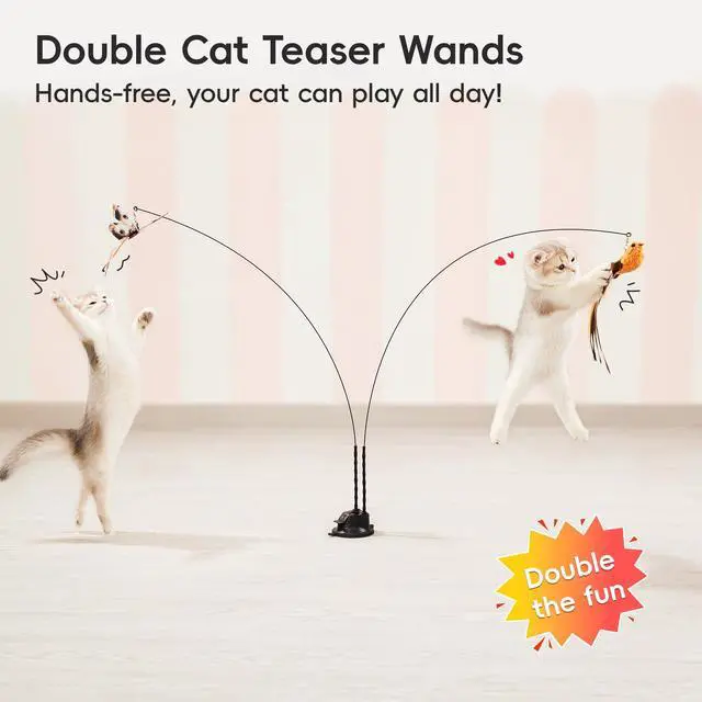 Alt view image 3 of 6 - Suction Cup Cat Wand Toys, Dual-Wand Interactive Kitten Toy