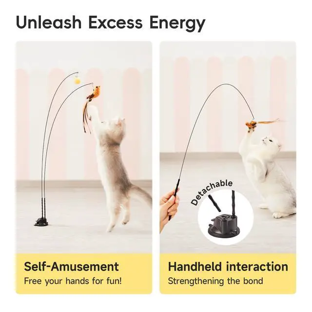 Alt view image 6 of 6 - Suction Cup Cat Wand Toys, Dual-Wand Interactive Kitten Toy