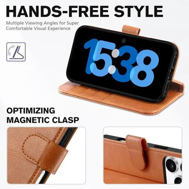 Alt view image 4 of 7 - Case Wallet for iPhone 17 Pro Max, RFID Blocking Folio, Light Brown