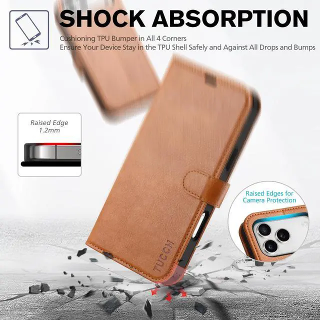 Alt view image 6 of 7 - Case Wallet for iPhone 17 Pro Max, RFID Blocking Folio, Light Brown