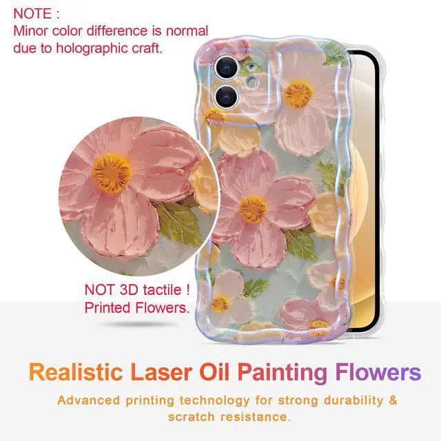 Alt view image 2 of 7 - Case for iPhone 11, Colorful Retro Oil Painting Print Flower, Green