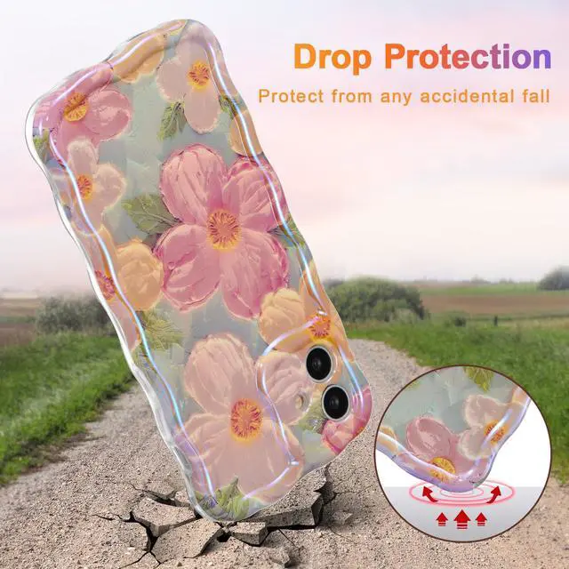 Alt view image 3 of 7 - Case for iPhone 11, Colorful Retro Oil Painting Print Flower, Green