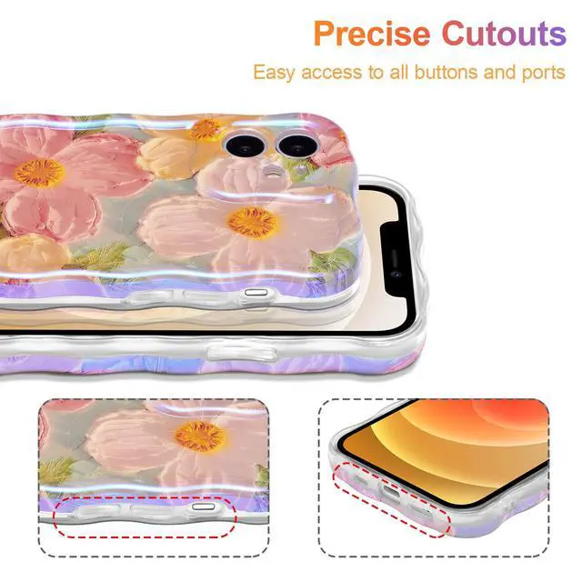 Alt view image 5 of 7 - Case for iPhone 11, Colorful Retro Oil Painting Print Flower, Green
