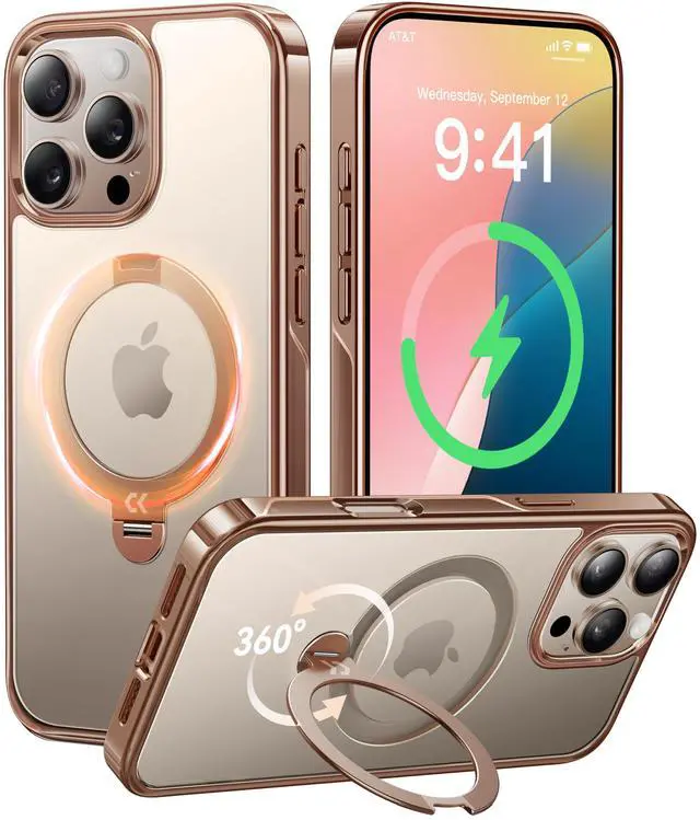 Main image of 360 Spin Magnetic Stand for iPhone 16 Pro Max Case Desert Titanium