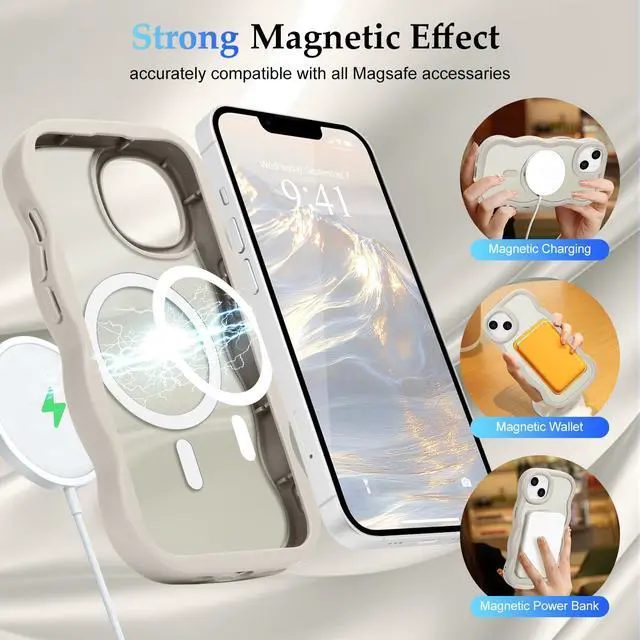 Alt view image 3 of 7 - for iPhone 15Plus/14Plus Case Wavy Frame Translucent, Stone
