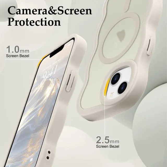 Alt view image 5 of 7 - for iPhone 15Plus/14Plus Case Wavy Frame Translucent, Stone