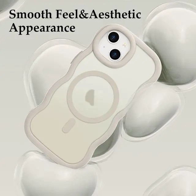 Alt view image 6 of 7 - for iPhone 15Plus/14Plus Case Wavy Frame Translucent, Stone