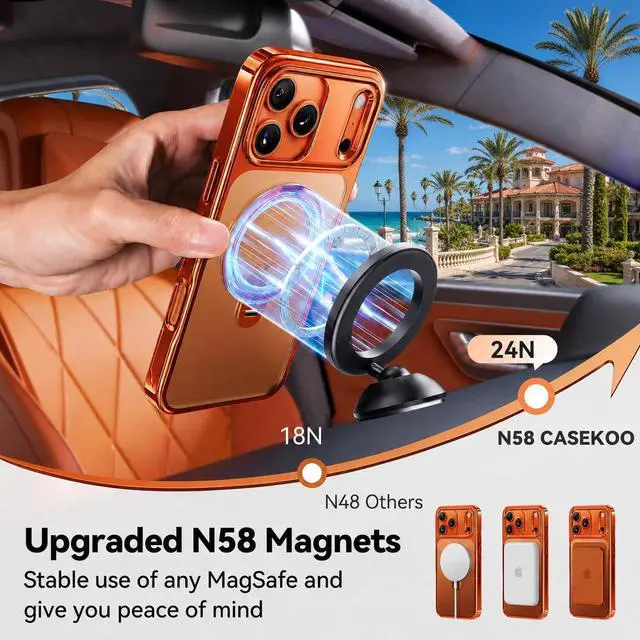 Alt view image 6 of 7 - Glossy Orange 360 Spin Magnetic Stand for iPhone 17 Pro Max Case