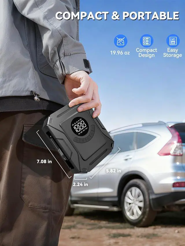 Alt view image 4 of 7 - Tire Inflator Portable Air Compressor with 12V DC Car Plug
