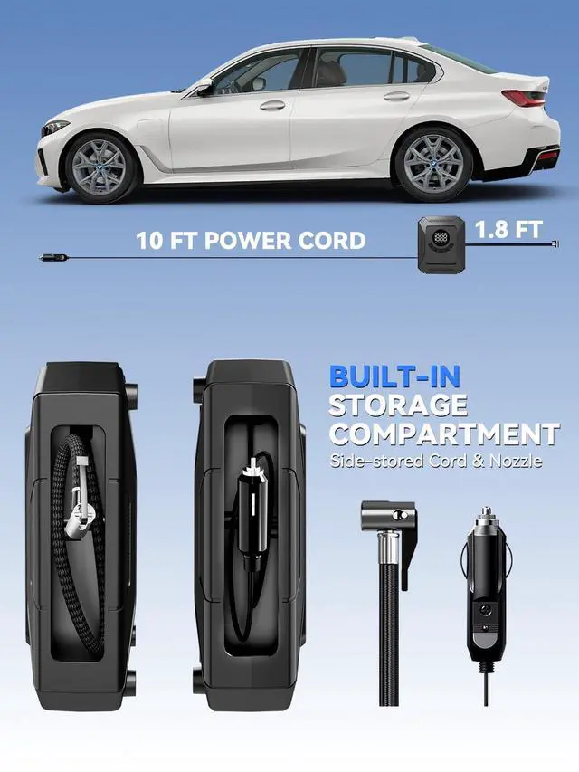 Alt view image 6 of 7 - Tire Inflator Portable Air Compressor with 12V DC Car Plug