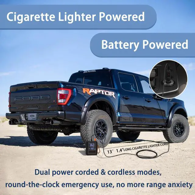 Alt view image 7 of 7 - Tire Inflator Portable Air Compressor, Dual Cylinder Tire Air Pump