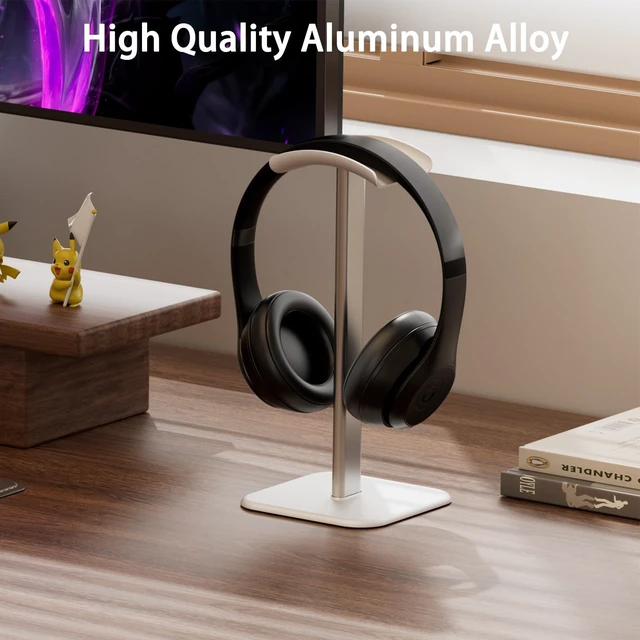Alt view image 2 of 6 - Headphone Stand for Desk - Headset Stand Headphone Holder (White_2 Pack) with Aluminum Hanger and Plastic Headrest, headphone holder for AirPods Max, Sony, Bose, Beats and More