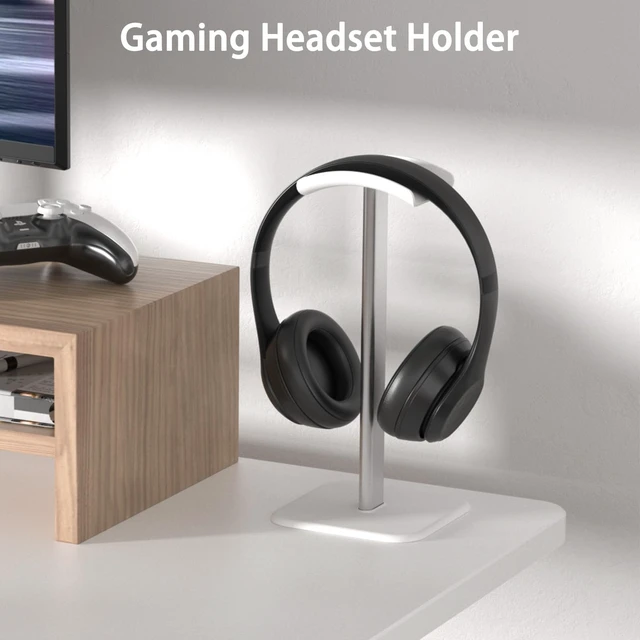 Alt view image 5 of 6 - Headphone Stand for Desk - Headset Stand Headphone Holder (White_2 Pack) with Aluminum Hanger and Plastic Headrest, headphone holder for AirPods Max, Sony, Bose, Beats and More