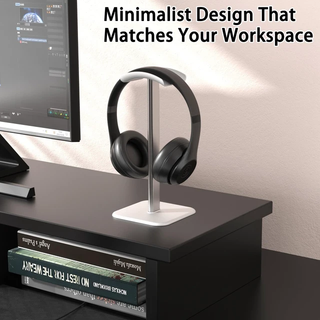 Alt view image 4 of 6 - Headphone Stand for Desk - Headset Stand Headphone Holder (White_2 Pack) with Aluminum Hanger and Plastic Headrest, headphone holder for AirPods Max, Sony, Bose, Beats and More