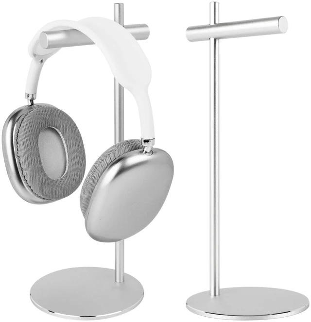 Main image of Aluminum Alloy Headphone Stand for Desk with Non-Slip Base - Universal Headset Stand Compatible with Over-Ear, On-Ear and Neckband Headphones (Silver)