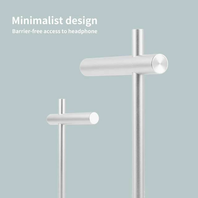 Alt view image 4 of 6 - Aluminum Alloy Headphone Stand for Desk with Non-Slip Base - Universal Headset Stand Compatible with Over-Ear, On-Ear and Neckband Headphones (Silver)