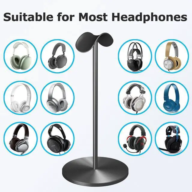 Alt view image 3 of 7 - Headphone for Desk Hanger Holder Organizer Keeper Racks Storage Mount Gaming Headset Stand Premium Functional Craftmanship Headset Stand (Metallic Black)