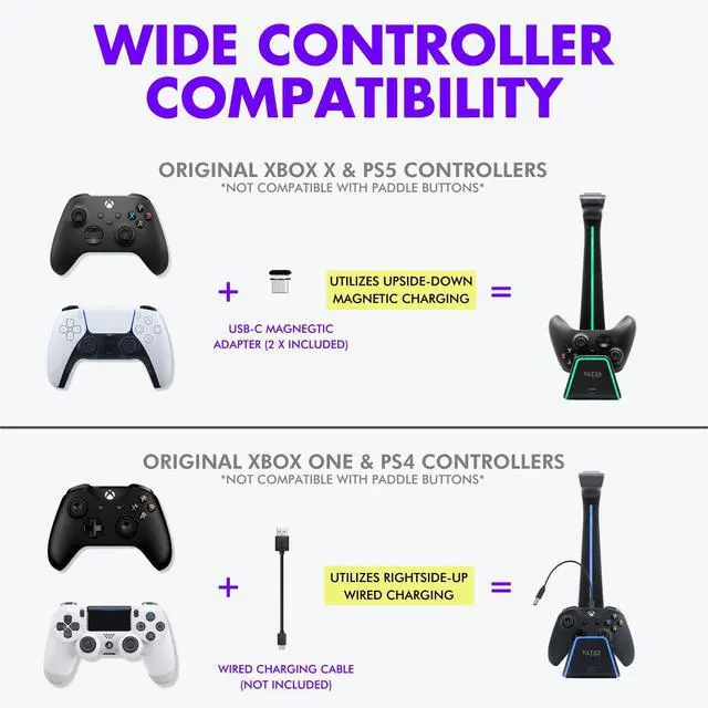 Alt view image 5 of 7 - Gaming Headset and Controller Stand | Premium PS5 Accessories (Clean Space with Charging Station) Headphone and Controller Holder for Desk, PlayStation 5, Xbox Game,