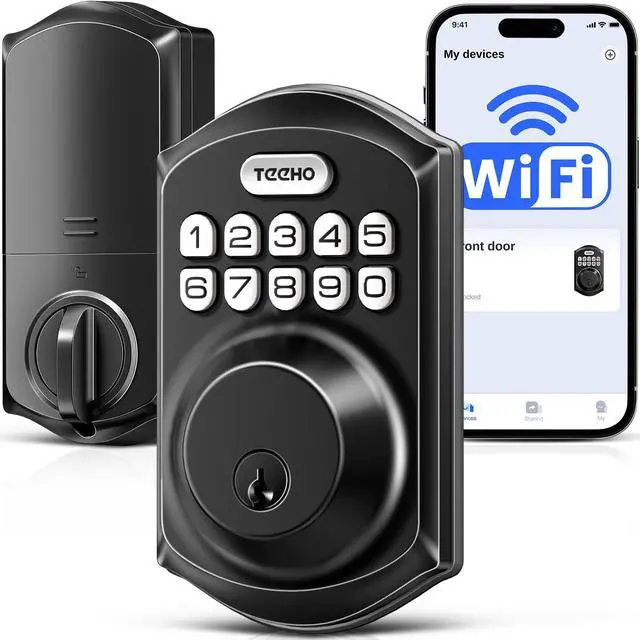 Main image of TE011W WiFi Smart Deadbolt, Keyless Entry Door Lock, Matte Black