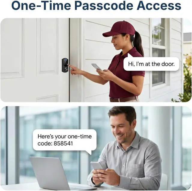 Alt view image 2 of 7 - Keyless Entry Door Lock with Built-in WiFi, Fingerprint Smart Lock for Front Door, Touchscreen Keypad Deadbolt, App Remote Control, Auto Lock, Easy Installation