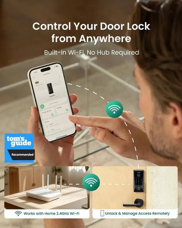 Alt view image 2 of 7 - WiFi Fingerprint Smart Keypad Door Lock D110 Plus with App Control