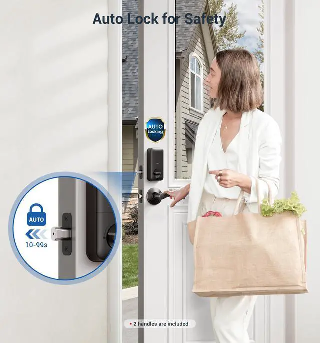 Alt view image 5 of 7 - KS02B Fingerprint Door Lock with 2 Lever Handles, Oil Rubbed Bronze
