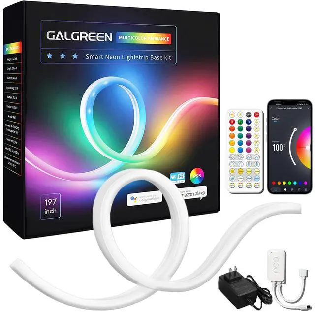 Main image of 16.4ft WiFi RGB Rope Lights with Music Sync, Waterproof, Dimmable