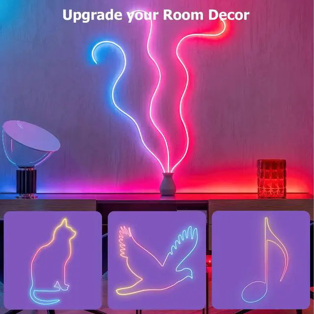 Alt view image 6 of 6 - 16.4ft WiFi RGB Rope Lights with Music Sync, Waterproof, Dimmable