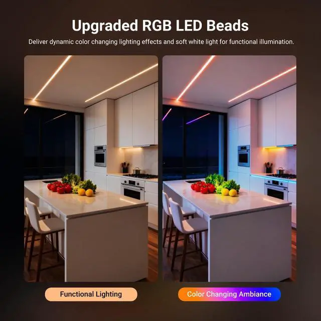 Alt view image 3 of 7 - 9.84ft/3m LED Strip Lights Front Lit, Smart AI RGB IC Cuttable Neon Rope Light, App Control Color Changing, Bedroom Gaming Room Home Indoor Wall Decor, Compatible with Google and Alexa, NS01