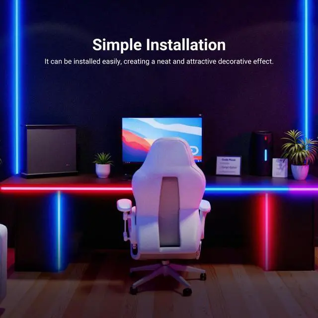 Alt view image 7 of 7 - 9.84ft/3m LED Strip Lights Front Lit, Smart AI RGB IC Cuttable Neon Rope Light, App Control Color Changing, Bedroom Gaming Room Home Indoor Wall Decor, Compatible with Google and Alexa, NS01