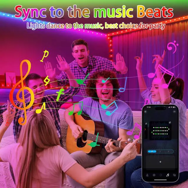 Alt view image 5 of 7 - 49FT LED Rope Lights Outdoor Indoor Color Changing with Remote & APP