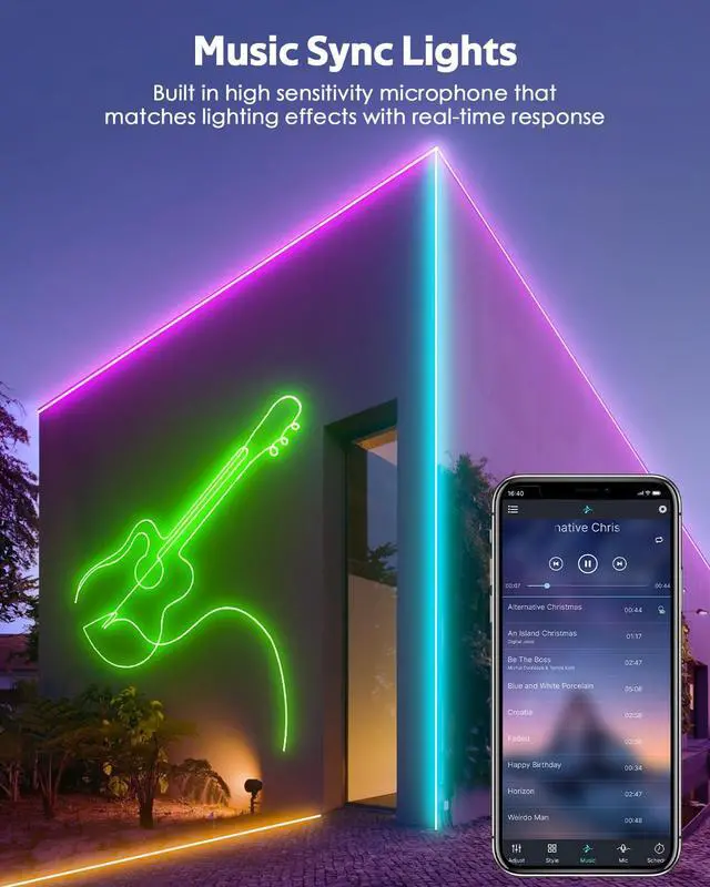 Alt view image 2 of 7 - 110V Bluetooth RGB COB LED Strip Light 10FT Multicolor Dimmable Flexible LED Lights Strip with Remote Music Sync Outdoor Waterproof RGB Neon COB Rope Light Plug in Color Changing AC 110V~130V IP67