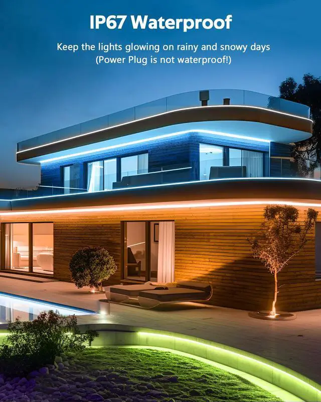 Alt view image 5 of 7 - 110V Bluetooth RGB COB LED Strip Light 10FT Multicolor Dimmable Flexible LED Lights Strip with Remote Music Sync Outdoor Waterproof RGB Neon COB Rope Light Plug in Color Changing AC 110V~130V IP67