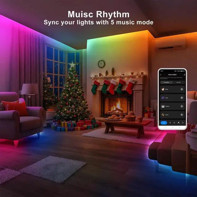 Alt view image 4 of 7 - 16.4ft Bluetooth RGB+IC COB Led Strip Light with App, Chasing COB Light Strip, Segmented Control, Music Sync, Color Changing Led Lights for Home Decor, Gaming, Cabinet, Desk