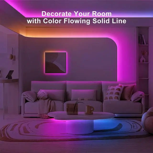 Alt view image 3 of 7 - 16.4ft Bluetooth RGB+IC COB Led Strip Light with App, Chasing COB Light Strip, Segmented Control, Music Sync, Color Changing Led Lights for Home Decor, Gaming, Cabinet, Desk