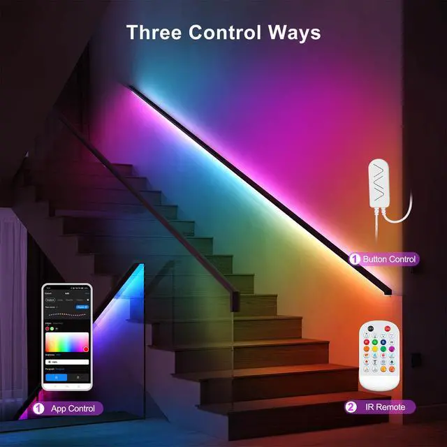 Alt view image 5 of 7 - 16.4ft Bluetooth RGB+IC COB Led Strip Light with App, Chasing COB Light Strip, Segmented Control, Music Sync, Color Changing Led Lights for Home Decor, Gaming, Cabinet, Desk