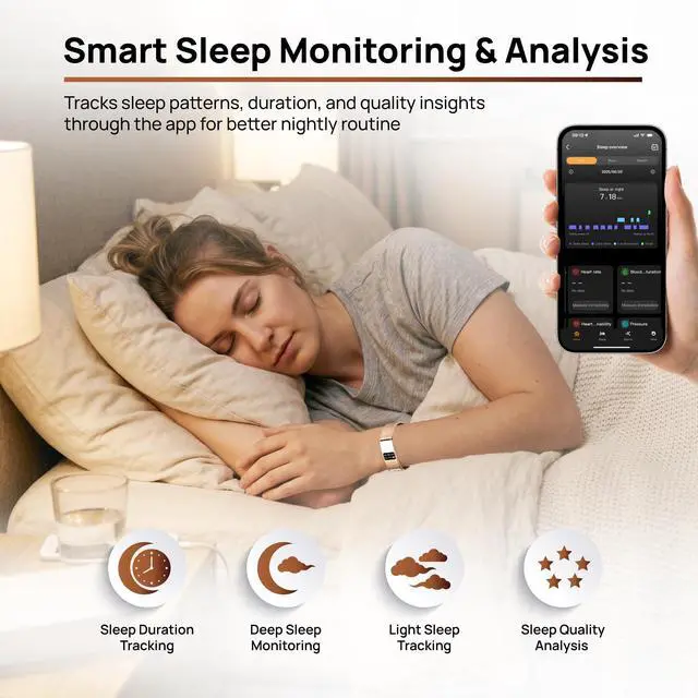 Alt view image 3 of 7 - Smart Bracelet for Women Men - Fitness Health Tracker Band