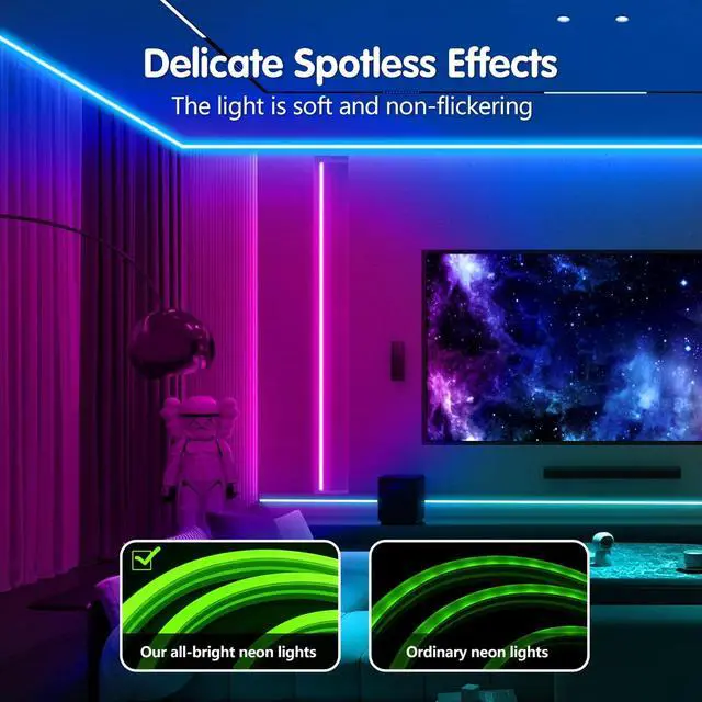 Alt view image 7 of 7 - Aroste 16.4-Foot RGB neon Light Strip, Festive Decoration Light Strip