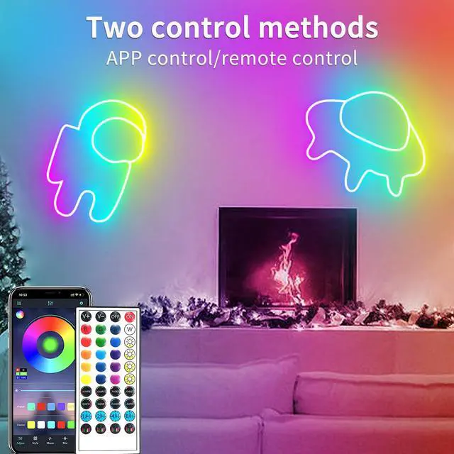 Alt view image 2 of 7 - 66FT Led Neon Rope Lights Control with App/Remote,Flexible Led Rope Lights,Multiple Modes,IP65 Outdoor RGB Neon Lights Waterproof,Music Sync Gaming Led Neon Strip Lights for Bedroom Décor