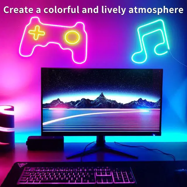 Alt view image 3 of 7 - 66FT Led Neon Rope Lights Control with App/Remote,Flexible Led Rope Lights,Multiple Modes,IP65 Outdoor RGB Neon Lights Waterproof,Music Sync Gaming Led Neon Strip Lights for Bedroom Décor