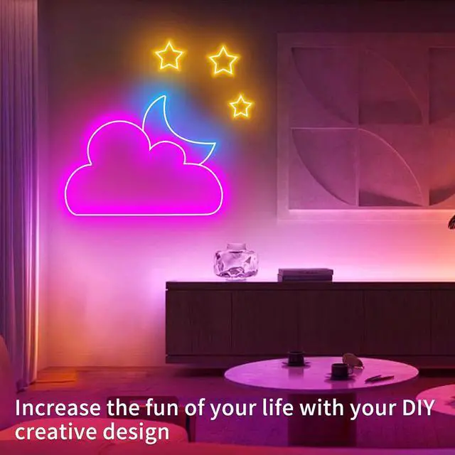Alt view image 4 of 7 - 66FT Led Neon Rope Lights Control with App/Remote,Flexible Led Rope Lights,Multiple Modes,IP65 Outdoor RGB Neon Lights Waterproof,Music Sync Gaming Led Neon Strip Lights for Bedroom Décor