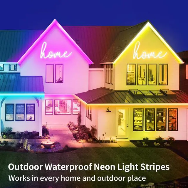 Alt view image 5 of 7 - 66FT Led Neon Rope Lights Control with App/Remote,Flexible Led Rope Lights,Multiple Modes,IP65 Outdoor RGB Neon Lights Waterproof,Music Sync Gaming Led Neon Strip Lights for Bedroom Décor