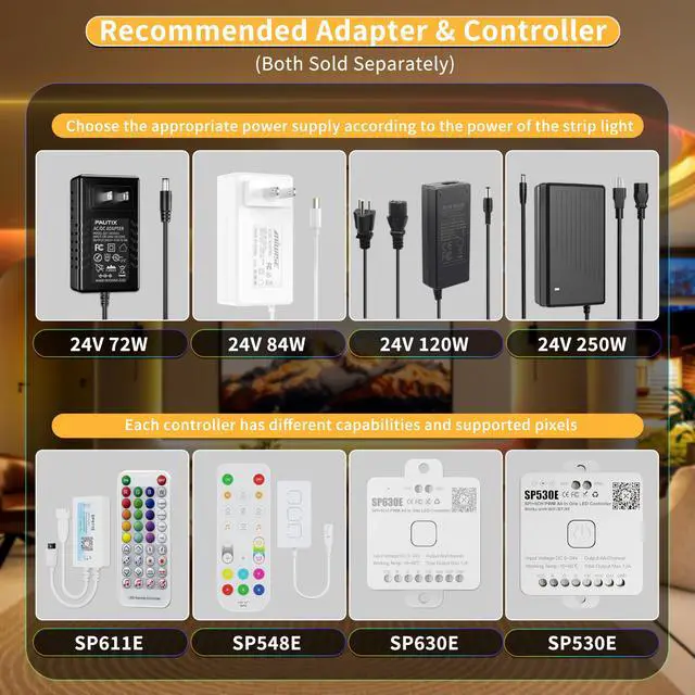 Alt view image 6 of 7 - Dotless LED Lights,RGB Smart IC COB LED Strip Lights Addressable 16.4ft,UL-Listed 24V Chasing Effects Color Changing Flexible Tape Light for Party Kitchen Bedroom(Without Controller&Adapter)