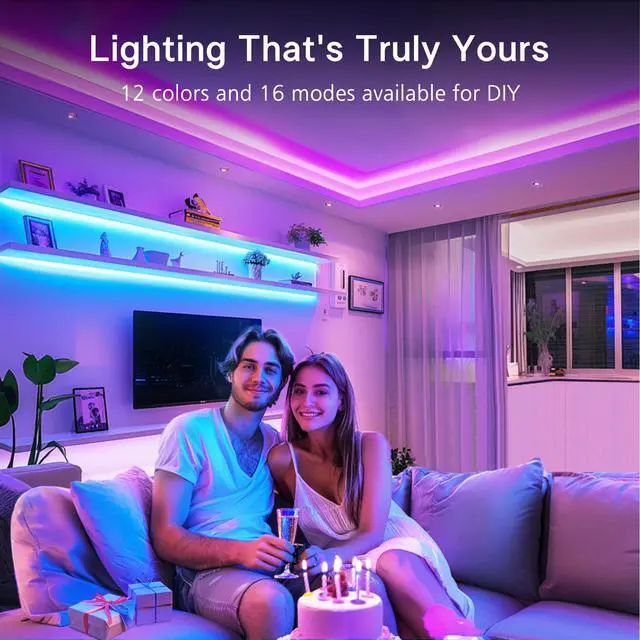 Alt view image 2 of 7 - RGB COB Strip Light Kit 16.4ft,3150LEDs,Dimmable Color Changing