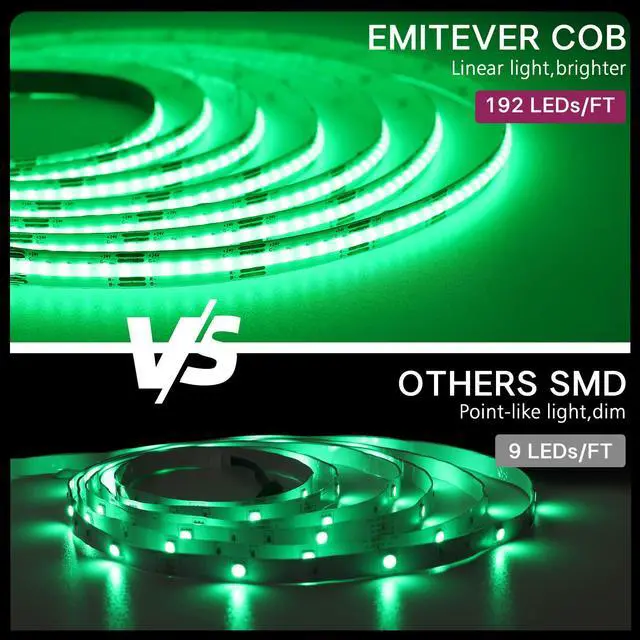 Alt view image 3 of 7 - RGB COB Strip Light Kit 16.4ft,3150LEDs,Dimmable Color Changing