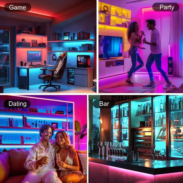 Alt view image 7 of 7 - RGB COB Strip Light Kit 16.4ft,3150LEDs,Dimmable Color Changing